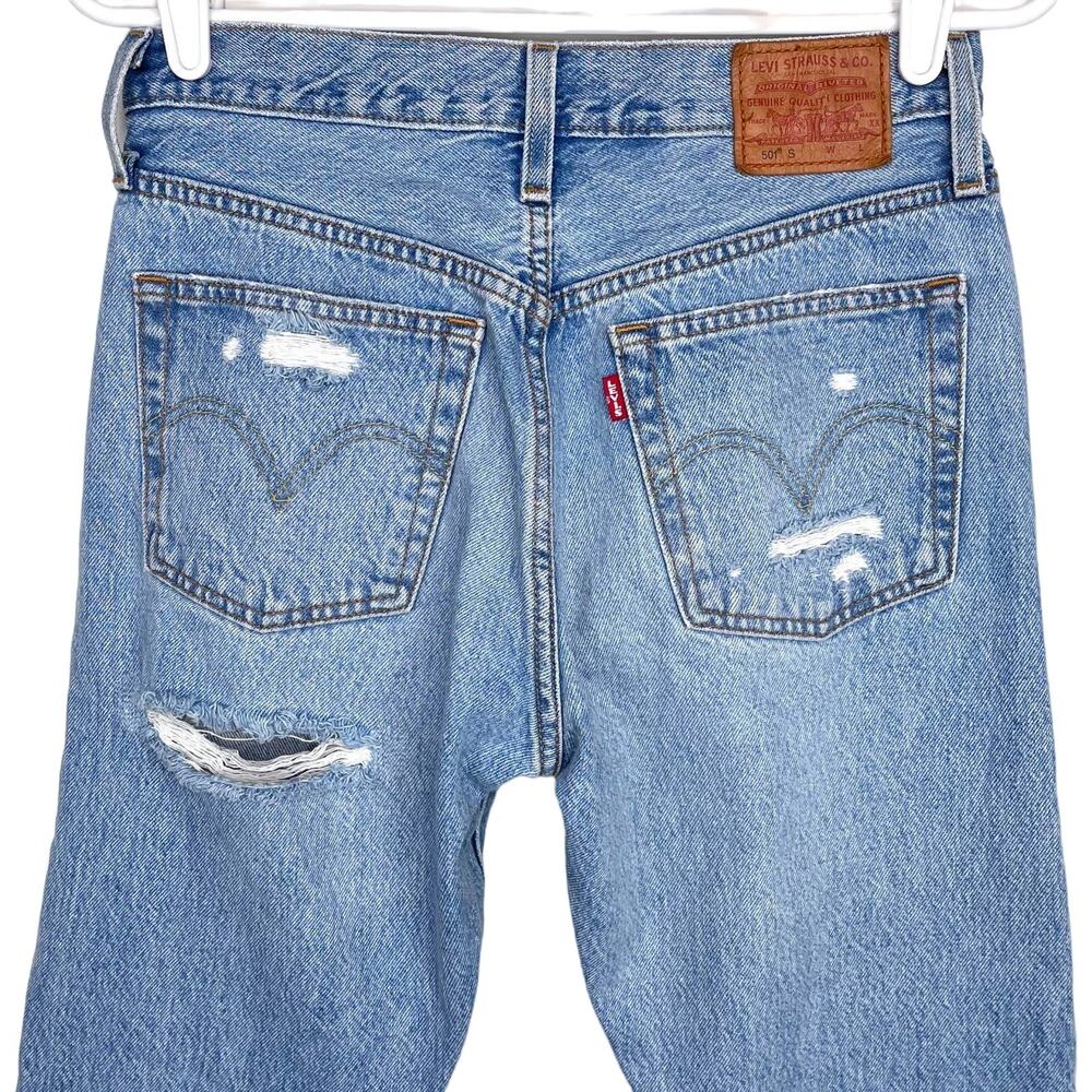 Levi's High Rise Ripped Blue Jeans - Picture 7 of 15